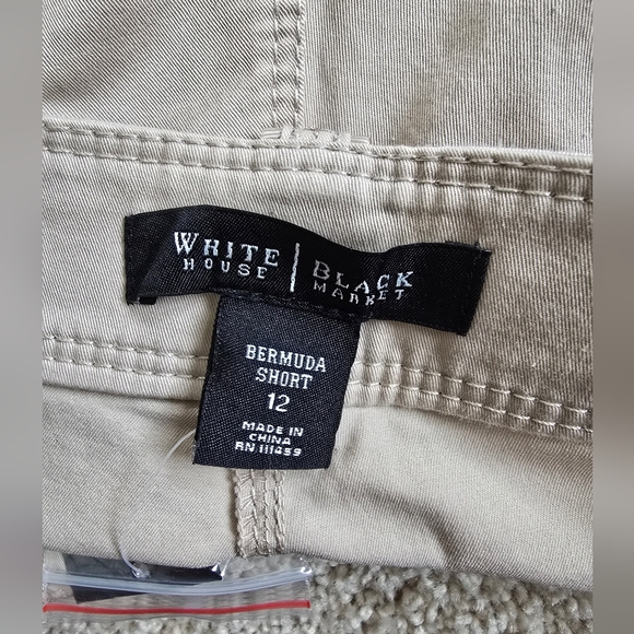 White house black market women's sz. 12 beige khaki Bermuda shorts NWT - Picture 3 of 6